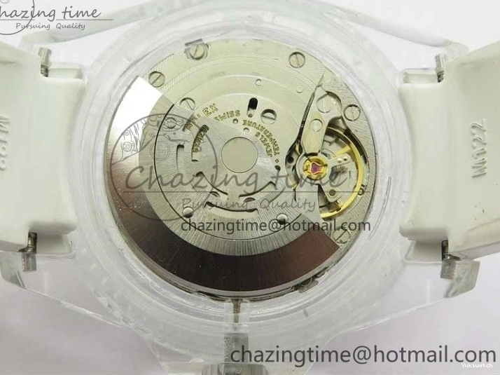 Best Phantomlab Edition 3AF White Dial Submariner VR3135 on Strap Rubber Blue Transparent Light 1109